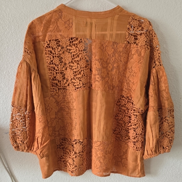 Anthropologie The Odells Lace Patchwork Blouse - Picture 2 of 4